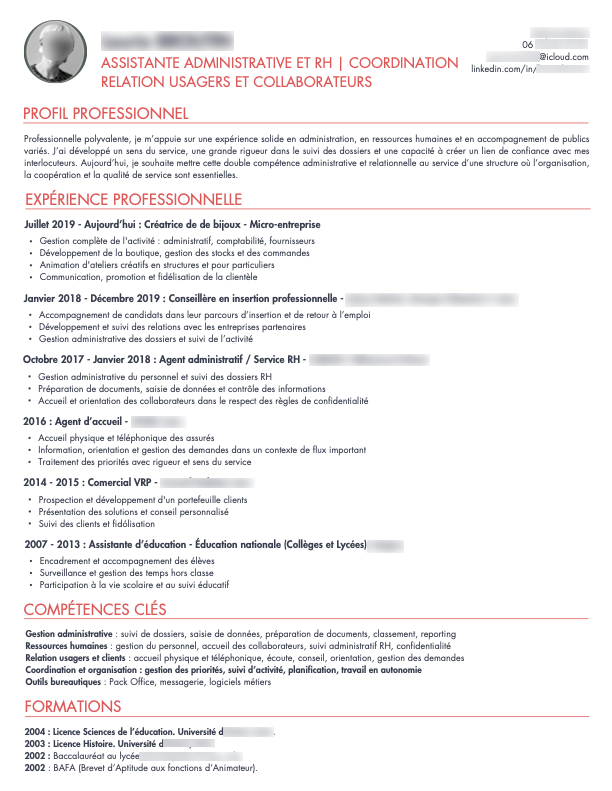 CV de Laurie après optimisation par avisCV.fr